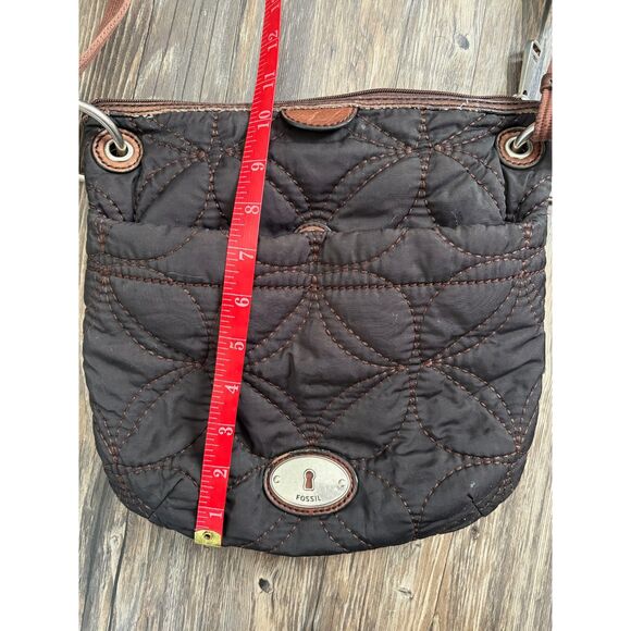 Fossil Key-Per Fabric Quilted Crossbody Bag Black Brown & Wallet - Picture 3 of 14
